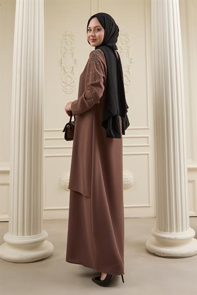 İncili Parça Detay Taba Abaya