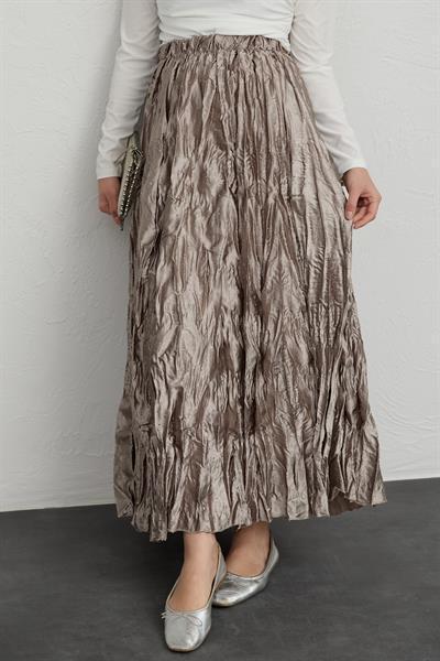 İncili Saten Kraş Vizon Etek