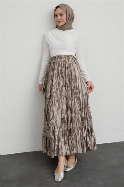 İncili Saten Kraş Vizon Etek