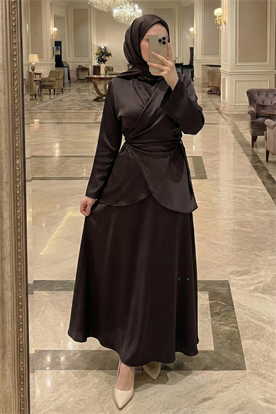 İspanyol Kol Acı Kahve Saten Takım