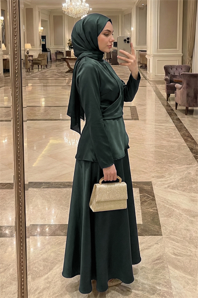 İspanyol Kol Haki Saten Takım