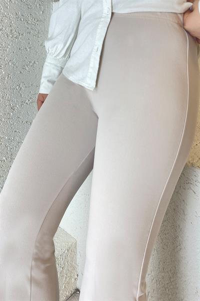 İspanyol Paça Scuba Pantolon - Taş