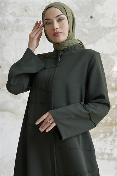 İvory Biye Desen Haki Ferace