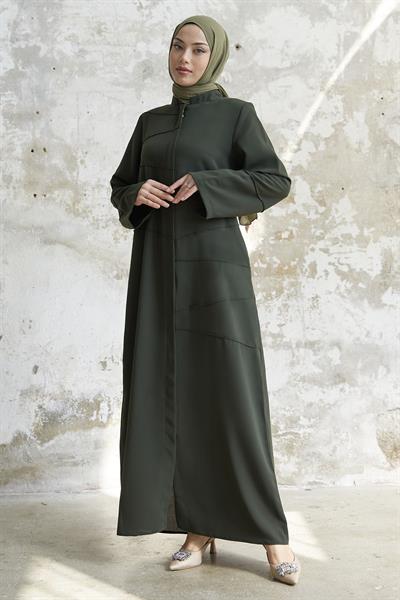 İvory Biye Desen Haki Ferace