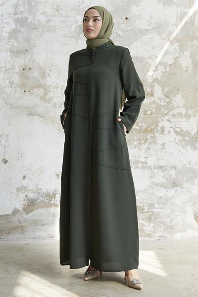 İvory Biye Desen Haki Ferace