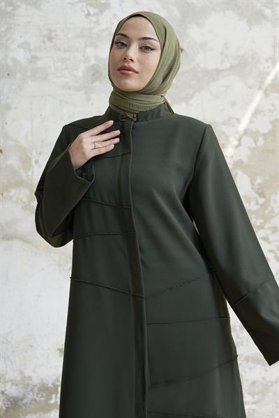 İvory Biye Desen Haki Ferace