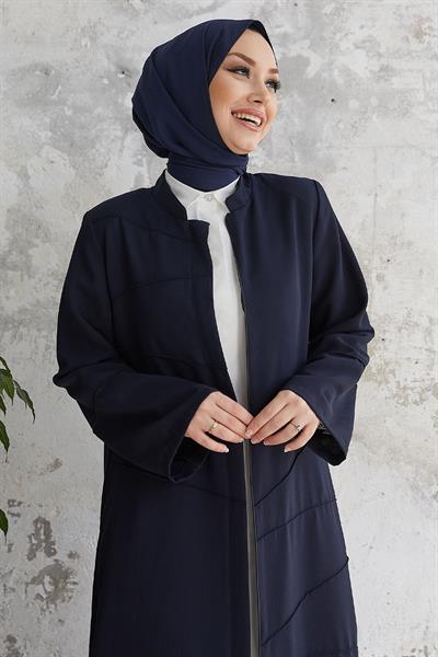 İvory Biye Desen Lacivert Ferace