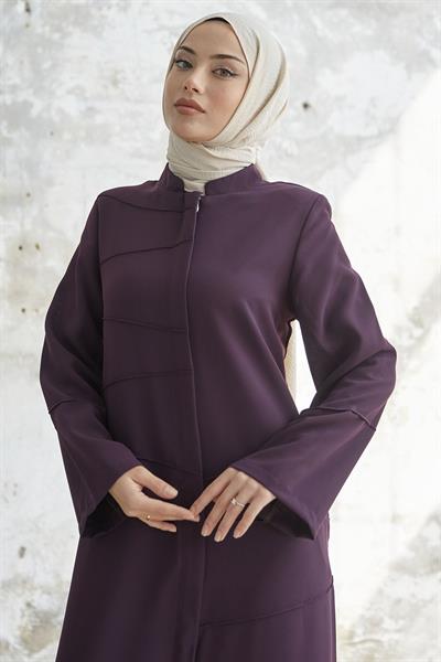 İvory Biye Desen Mürdüm Ferace