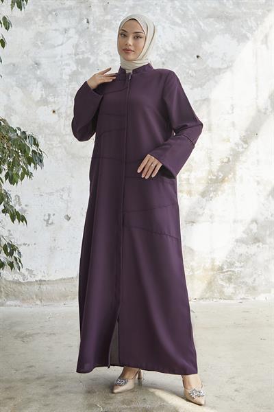 İvory Biye Desen Mürdüm Ferace