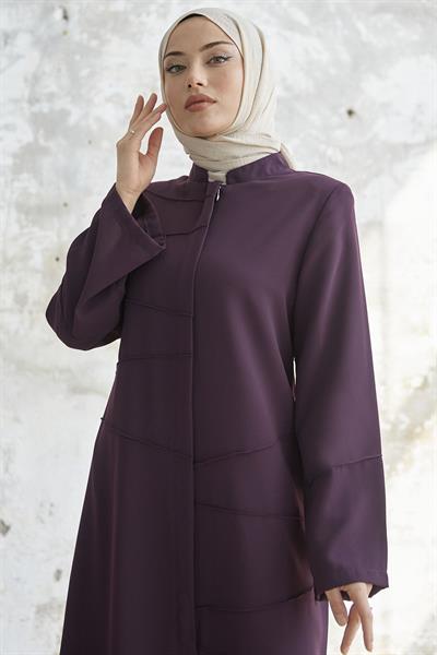 İvory Biye Desen Mürdüm Ferace