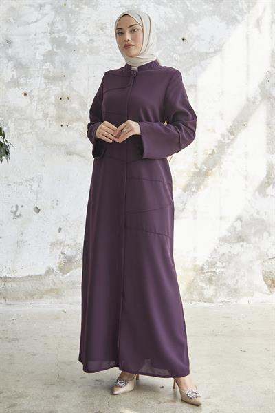 İvory Biye Desen Mürdüm Ferace