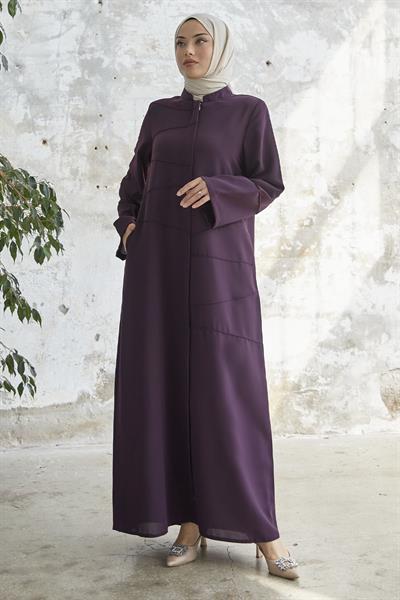 İvory Biye Desen Mürdüm Ferace