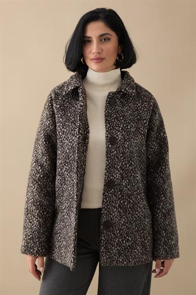 Jakar Astarlı Kaşe Acı Kahve Kısa Kaban