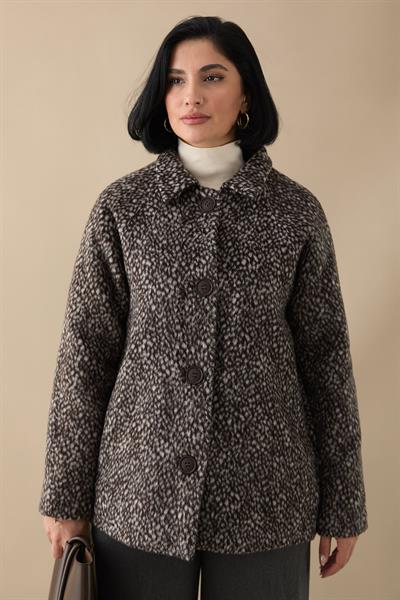 Jakar Astarlı Kaşe Acı Kahve Kısa Kaban