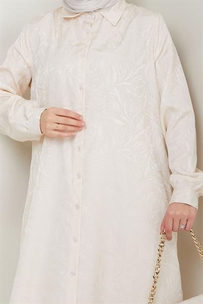 Jakar Boydan Düğmeli İkili Takım Ekru