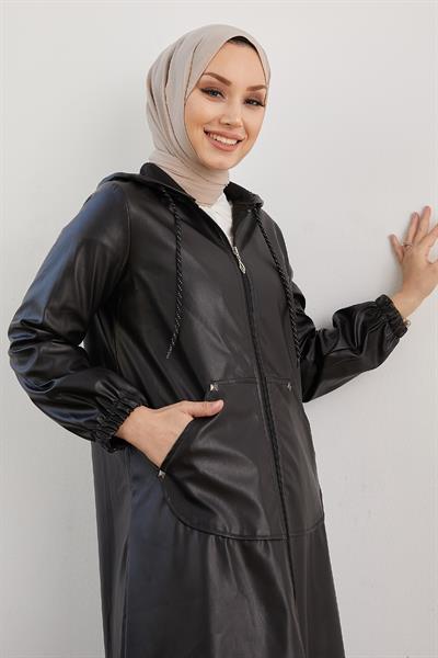 Jayla Çakım Detay Deri Kap - Siyah