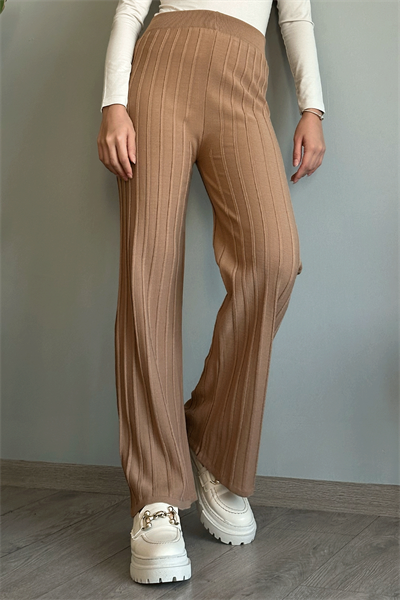 Kalın Fitilli Camel Triko Pantolon