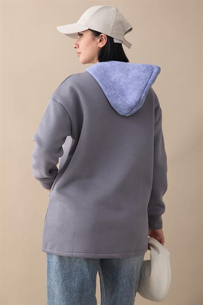 Kanguru Cepli Kapüşonlu Antrasit Sweat