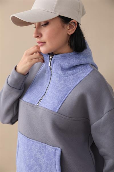 Kanguru Cepli Kapüşonlu Antrasit Sweat