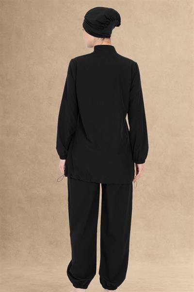 Kapalı 4 Parçalı Siyah Tesettür Mayo 6057A