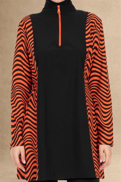 Kapalı 4 Parçalı Siyah Tesettür Mayo 6065A