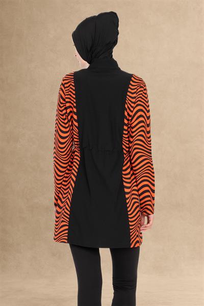 Kapalı 4 Parçalı Siyah Tesettür Mayo 6065A