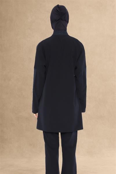 Kapalı Tam Fermuarlı Koyu Lacivert Tesettür Mayo 6269A