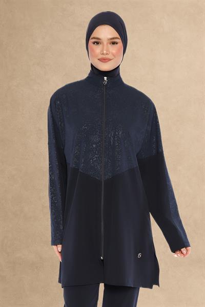 Kapalı Tam Fermuarlı Koyu Lacivert Tesettür Mayo 6269A