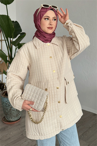 Kapitone Torba Cepli Bej Kap