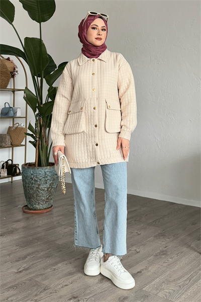 Kapitone Torba Cepli Bej Kap