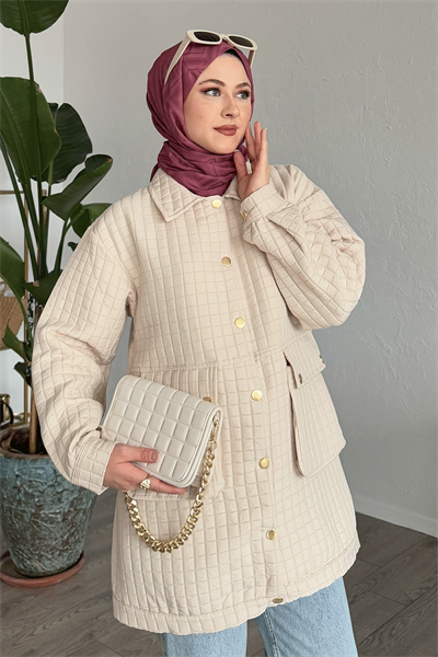 Kapitone Torba Cepli Bej Kap