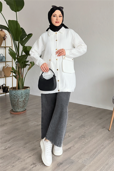 Kapitone Torba Cepli Beyaz Kap