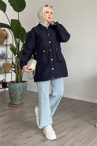 Kapitone Torba Cepli Lacivert Kap