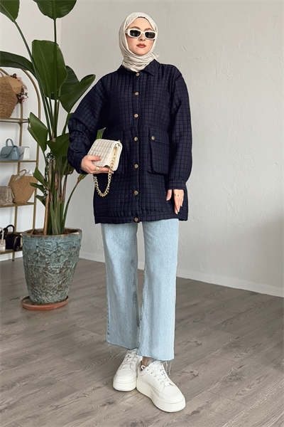 Kapitone Torba Cepli Lacivert Kap