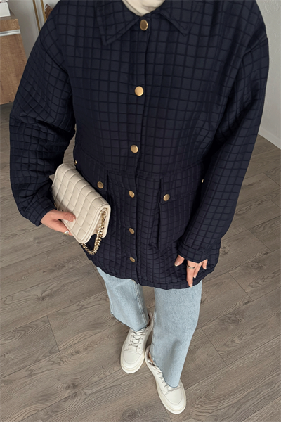 Kapitone Torba Cepli Lacivert Kap