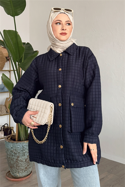 Kapitone Torba Cepli Lacivert Kap