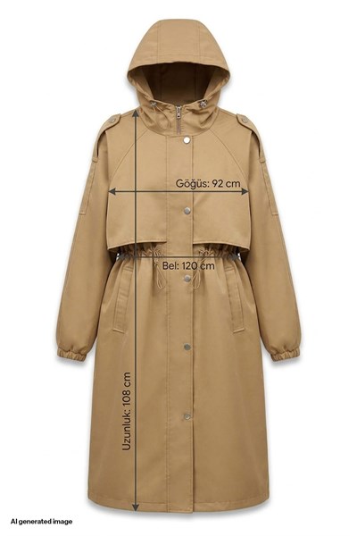 Kapüşonlu Astarlı Camel Parka Mont