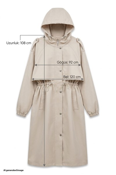 Kapüşonlu Astarlı Taş Parka Mont