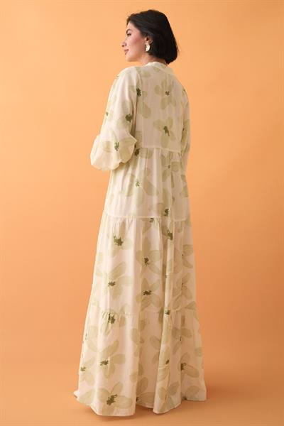 Kardelen Çiçeği Mint Yeşili Mango Elbise