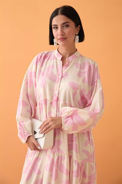 Kardelen Çiçeği Pembe Mango Elbise