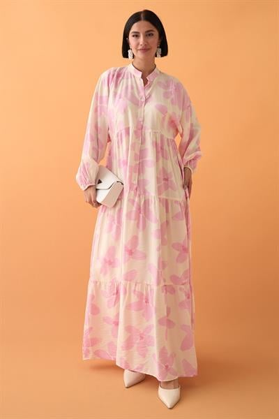 Kardelen Çiçeği Pembe Mango Elbise