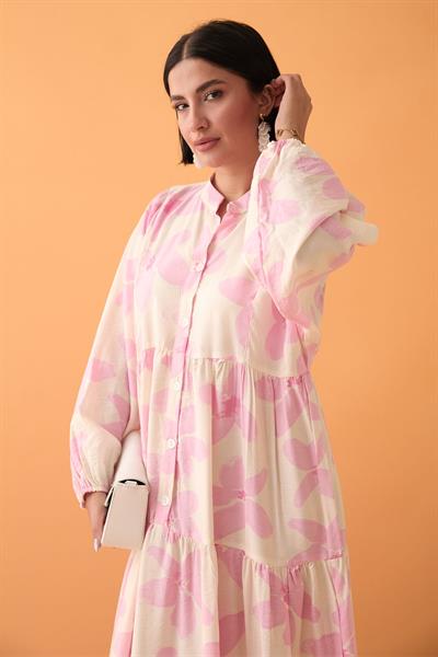 Kardelen Çiçeği Pembe Mango Elbise