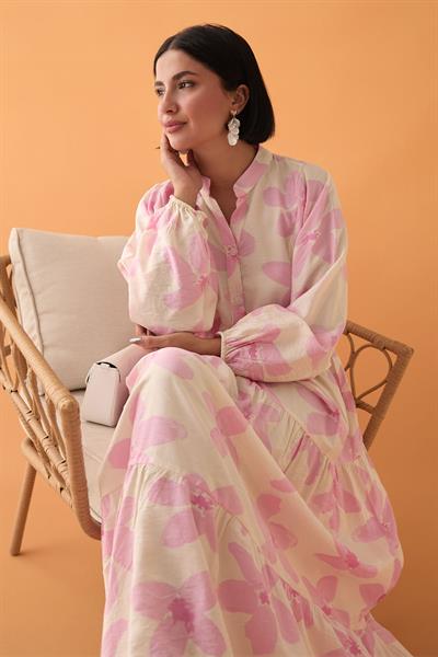 Kardelen Çiçeği Pembe Mango Elbise