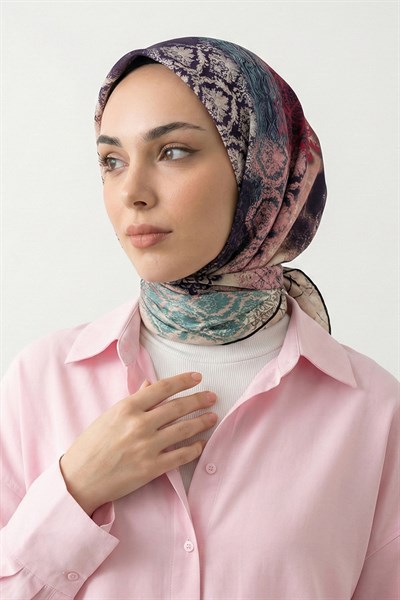 Karışık Motifli Krem Pamuk Eşarp