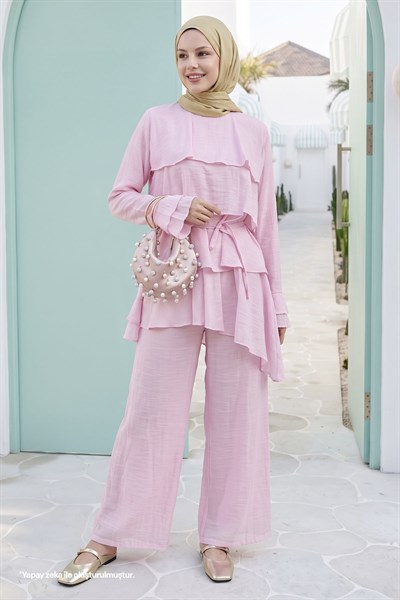 Kat Kat Flamlı Pembe İkili Takım