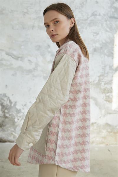 Kazayağı Desen Kapitone Pudra Ceket