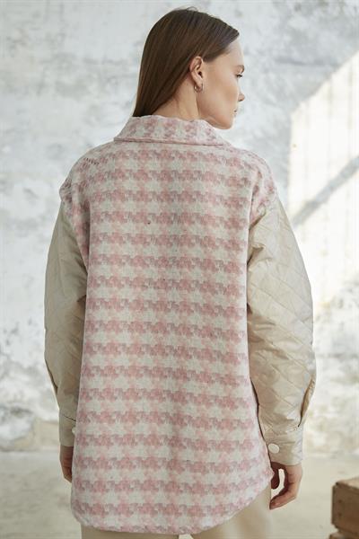 Kazayağı Desen Kapitone Pudra Ceket