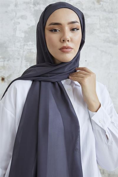 Kendinden Boneli Antrasit Şifon Şal