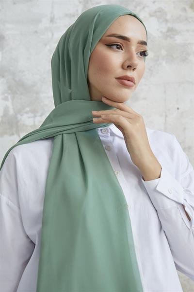 Kendinden Boneli Çağla Yeşili Şifon Şal