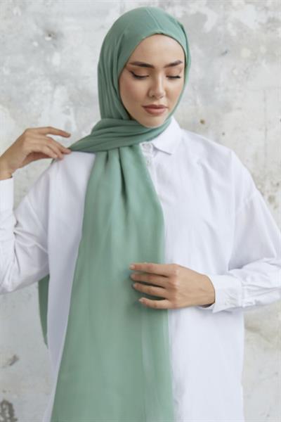 Kendinden Boneli Çağla Yeşili Şifon Şal